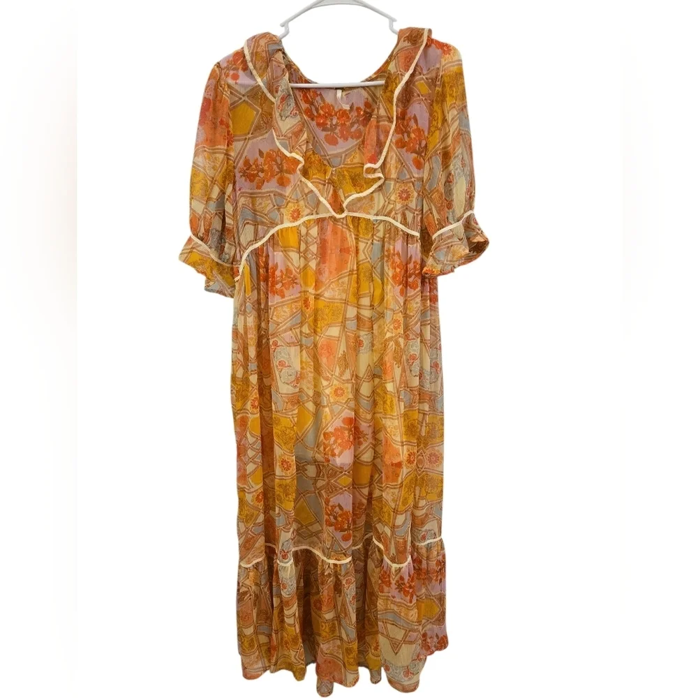 FREE PEOPLE CARMELLA FLORAL MAXI DRESS. SIZE X-SMALL.